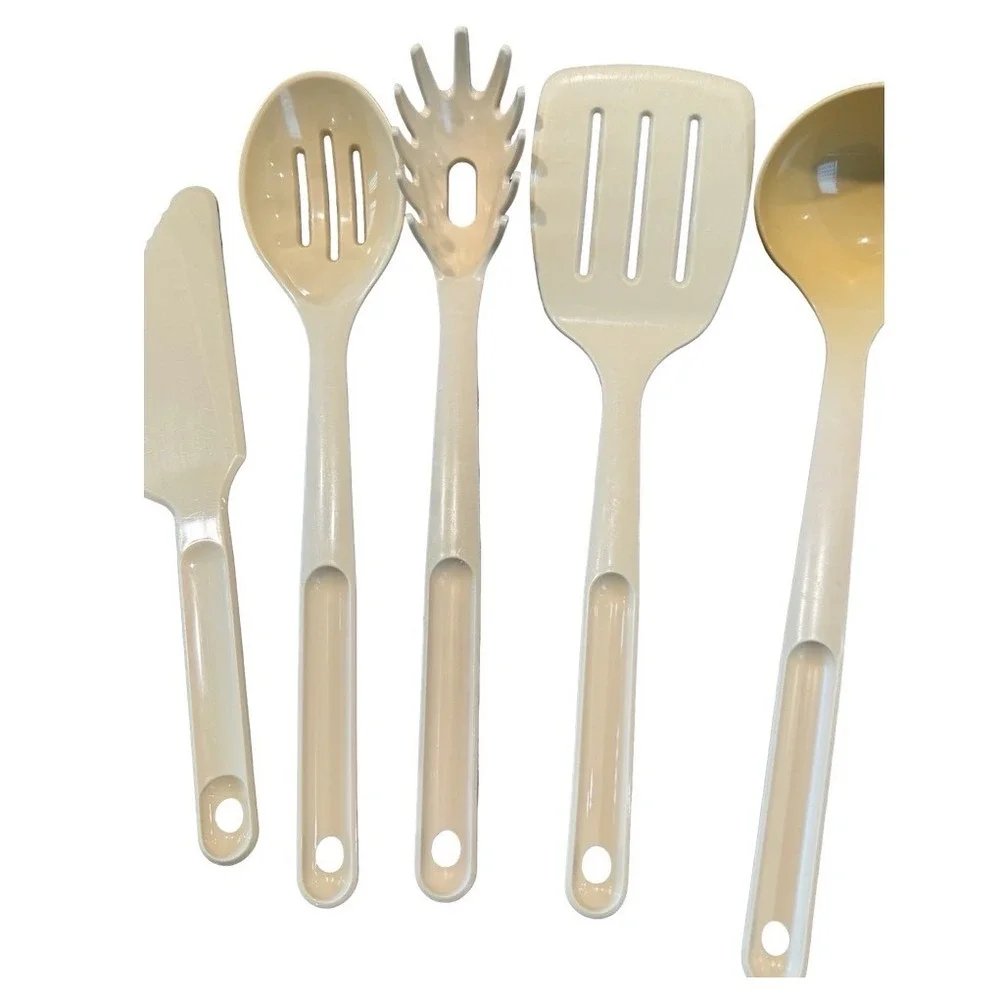 Vintage Tupperware 7 Piece Kitchen Utensil Set Almond Cream 1813 1814 1816